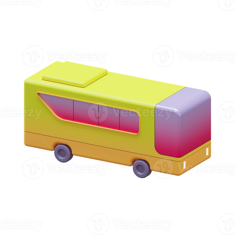 Ramadan Mudik Bus Isometric 3D Render Element png