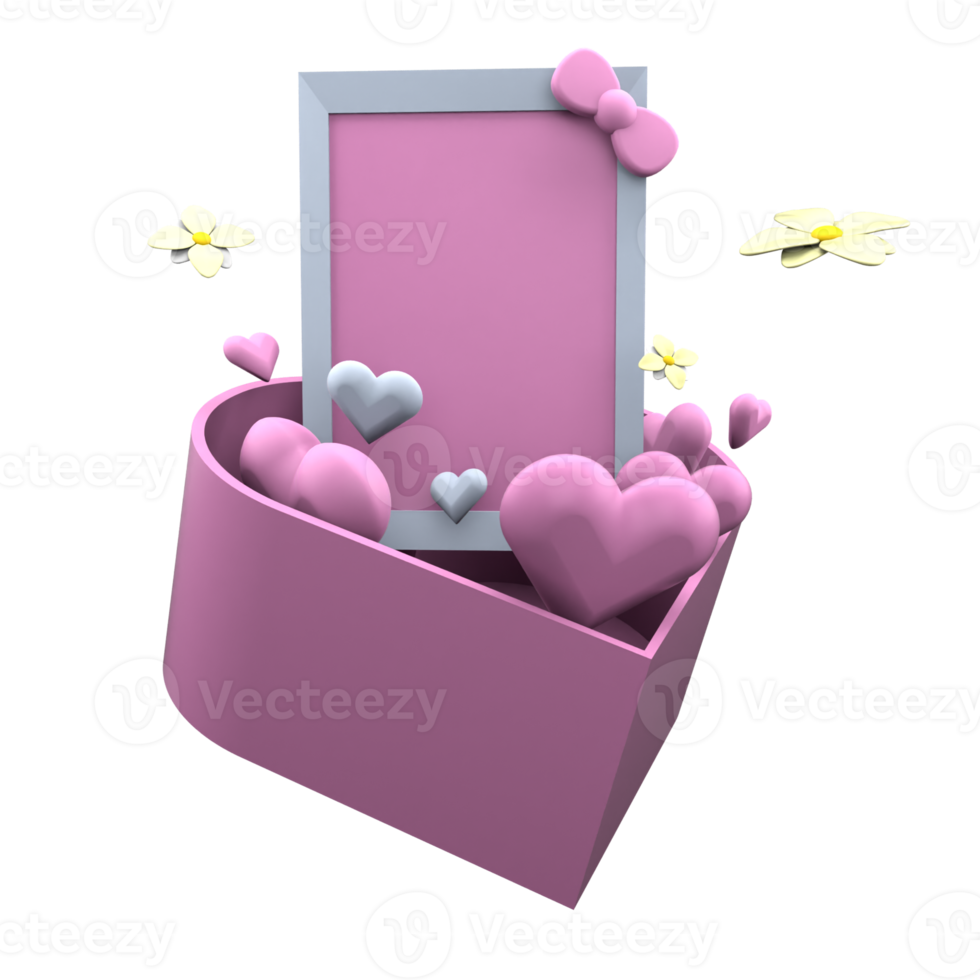 caja en forma de corazón con cajas png