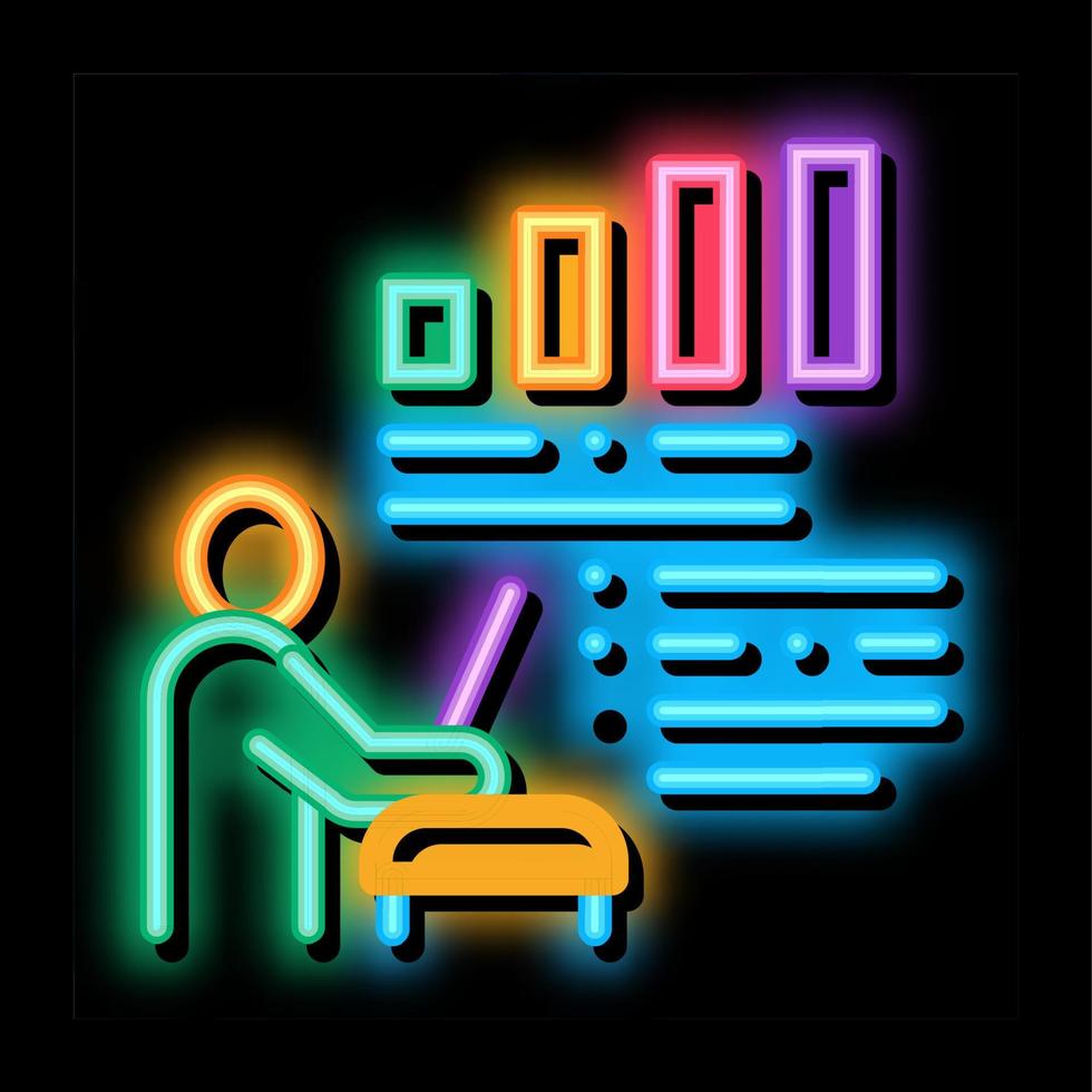 realtor with chart tells neon glow icon illustration vector