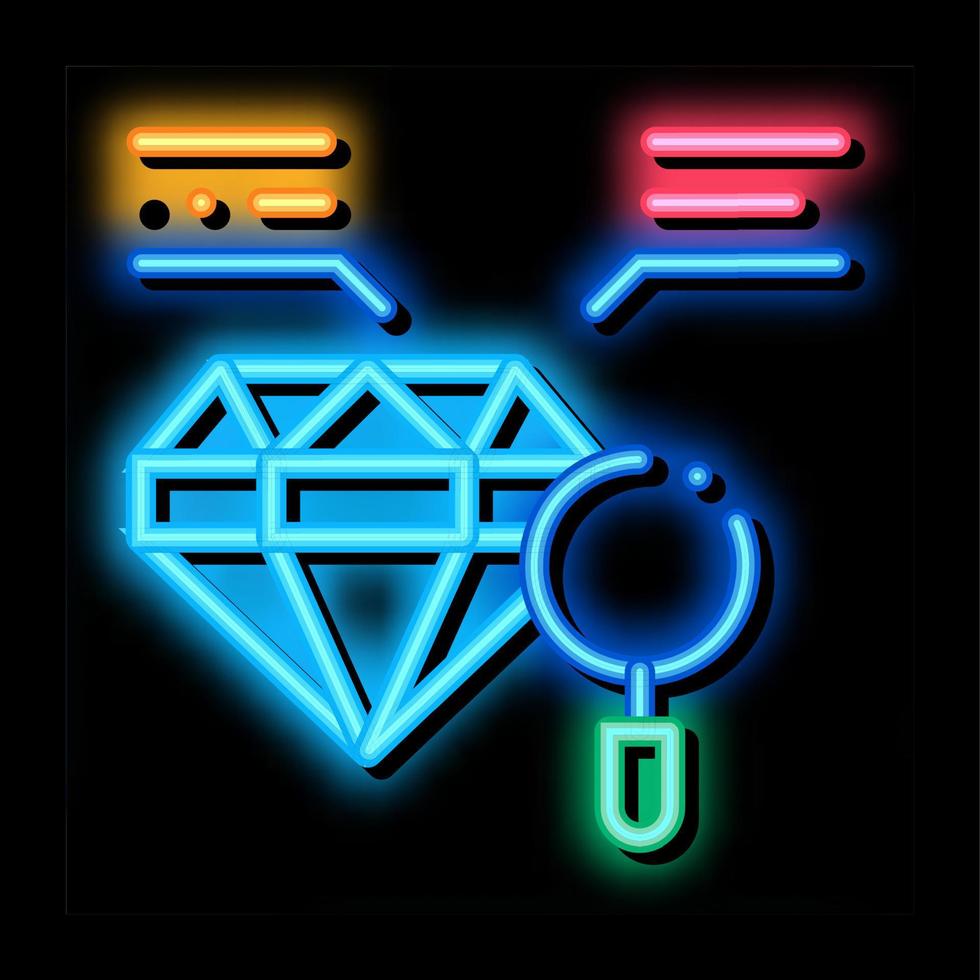 inspection study diamond stone neon glow icon illustration vector