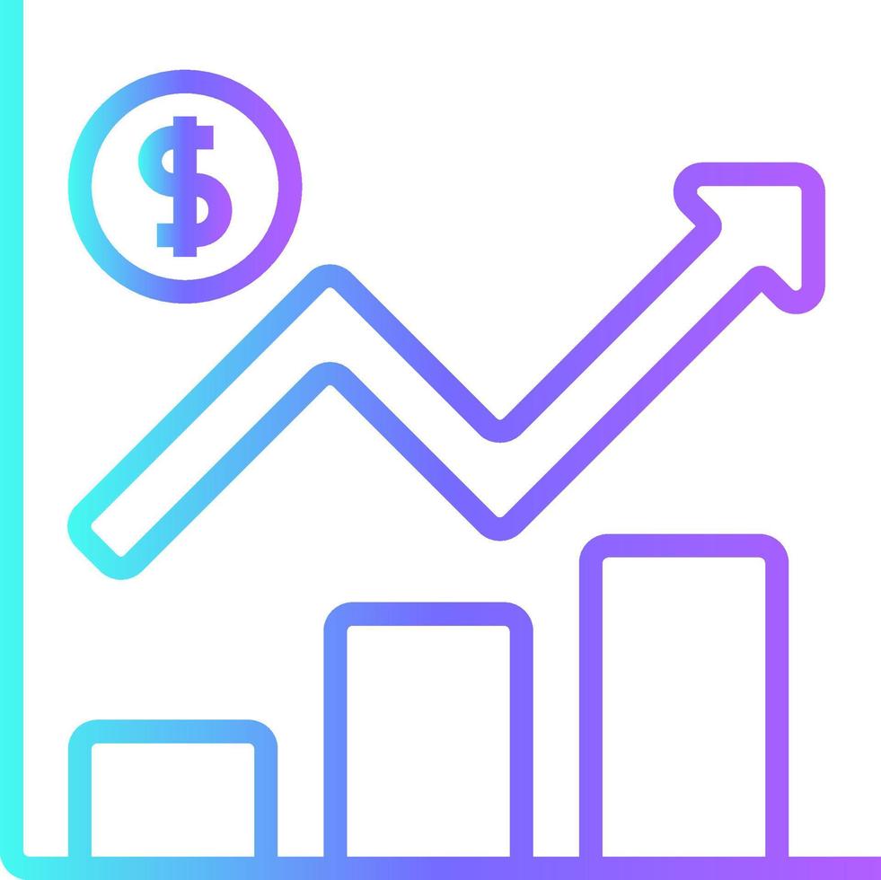 Graph Fintech startup icons with blue gradient outline style vector