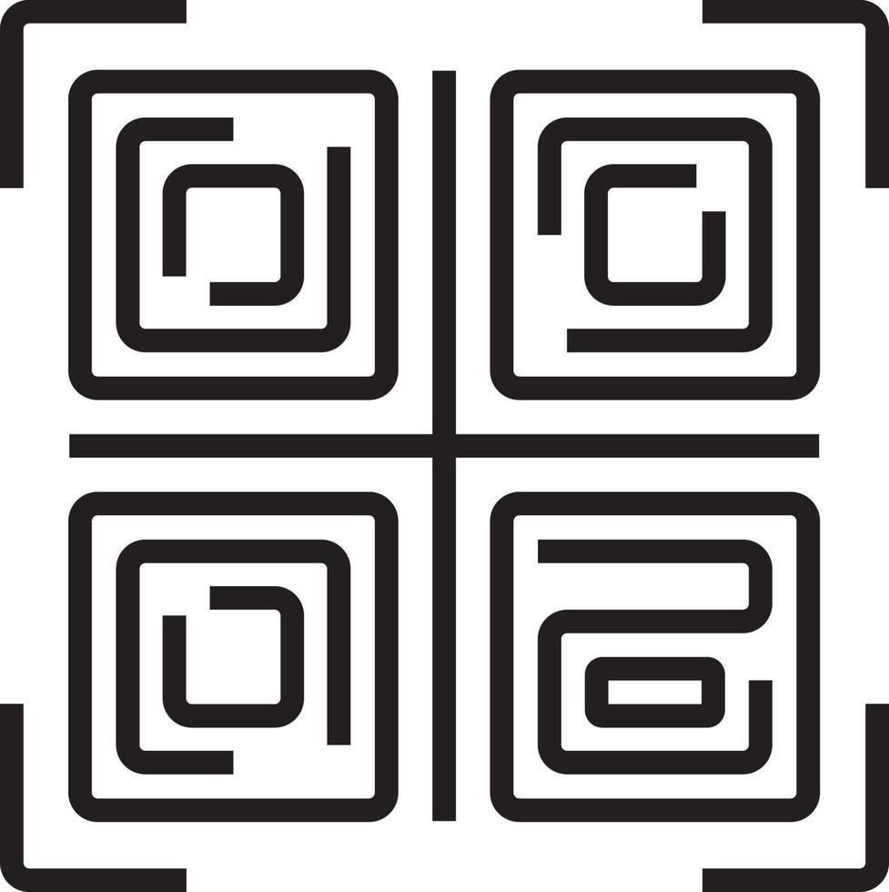 icono de inicio fintech de código qr con estilo de contorno negro vector