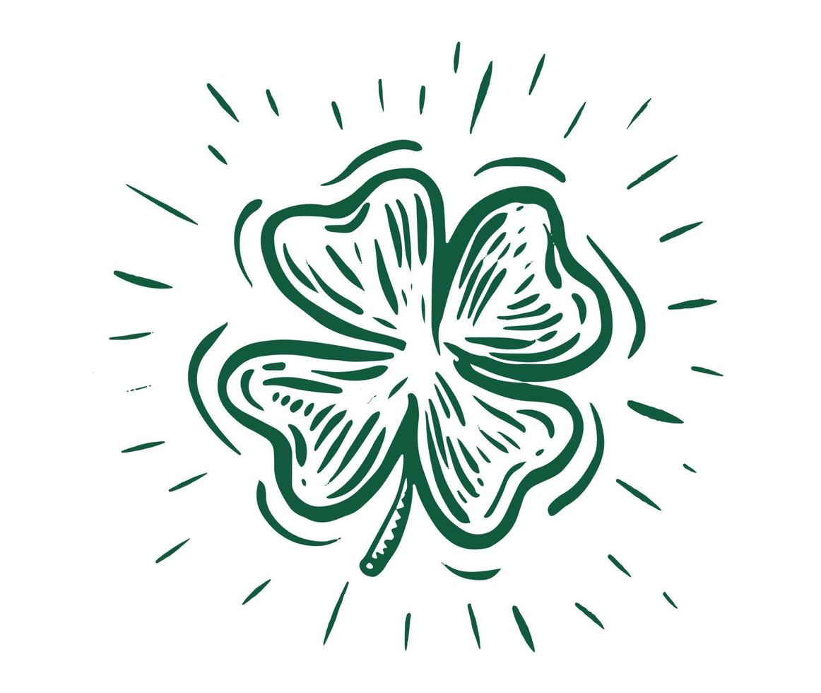 Patrick day. Clover, hand drawn illustration. vector