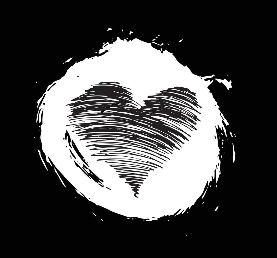 Heart grunge. Valentines Day. Hand drawn illustration. vector