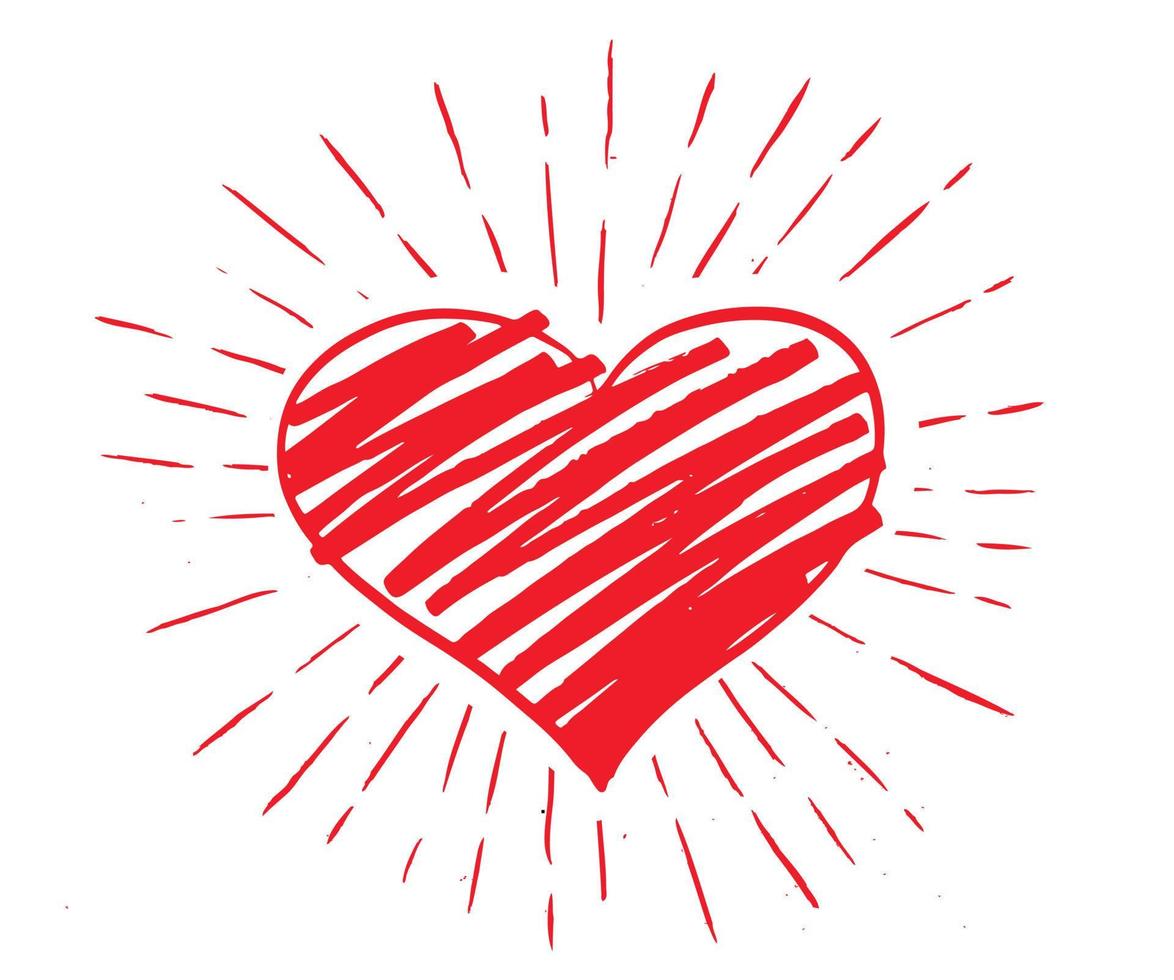 Heart grunge. Valentines Day. Hand drawn illustration. vector