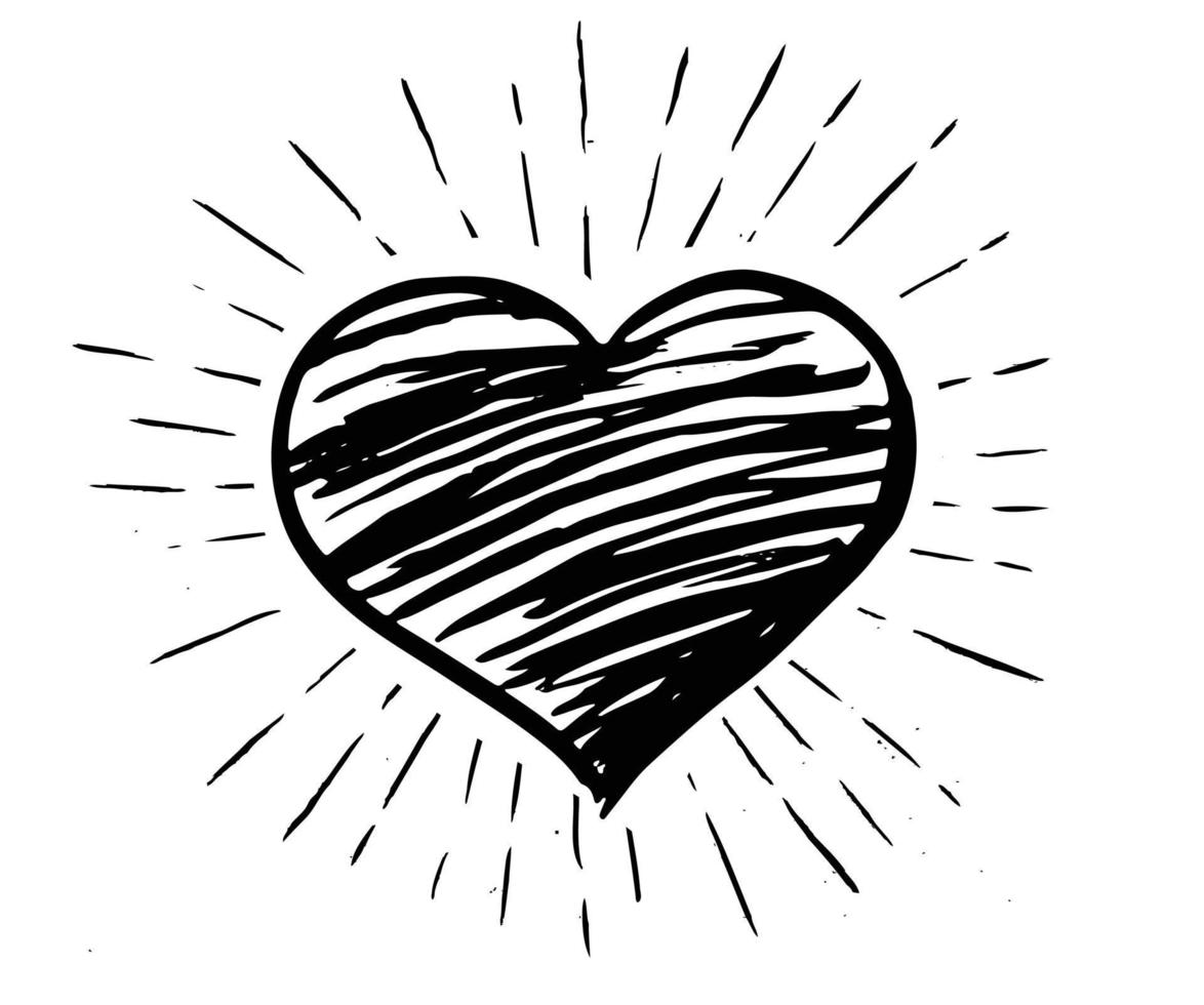 Heart grunge. Valentines Day. Hand drawn illustration. vector