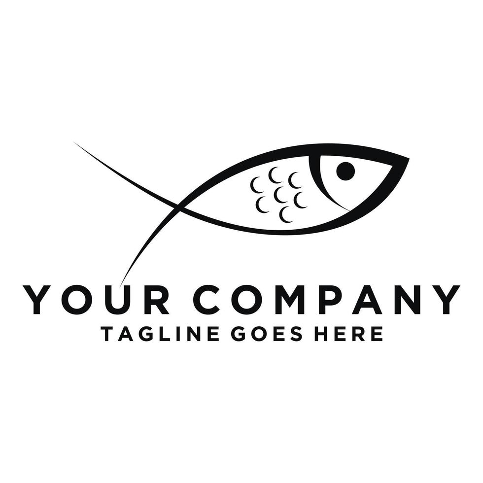diseño de logotipo de pescado diseño plano de gráfico vectorial de pescado y onda. aislado sobre fondo blanco. vector