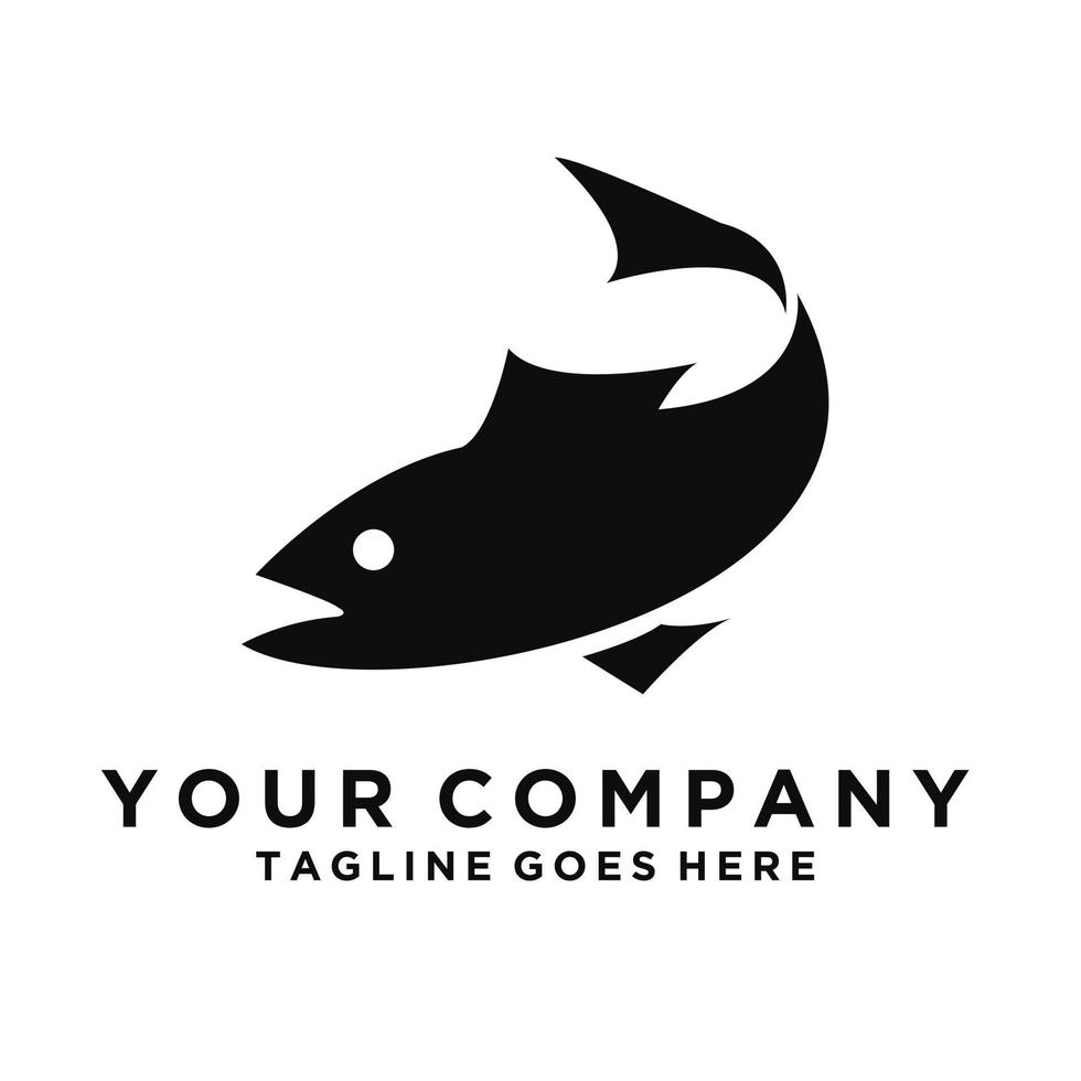 Fish logo design fish and wave vector graphic flat design. isolated on white background.