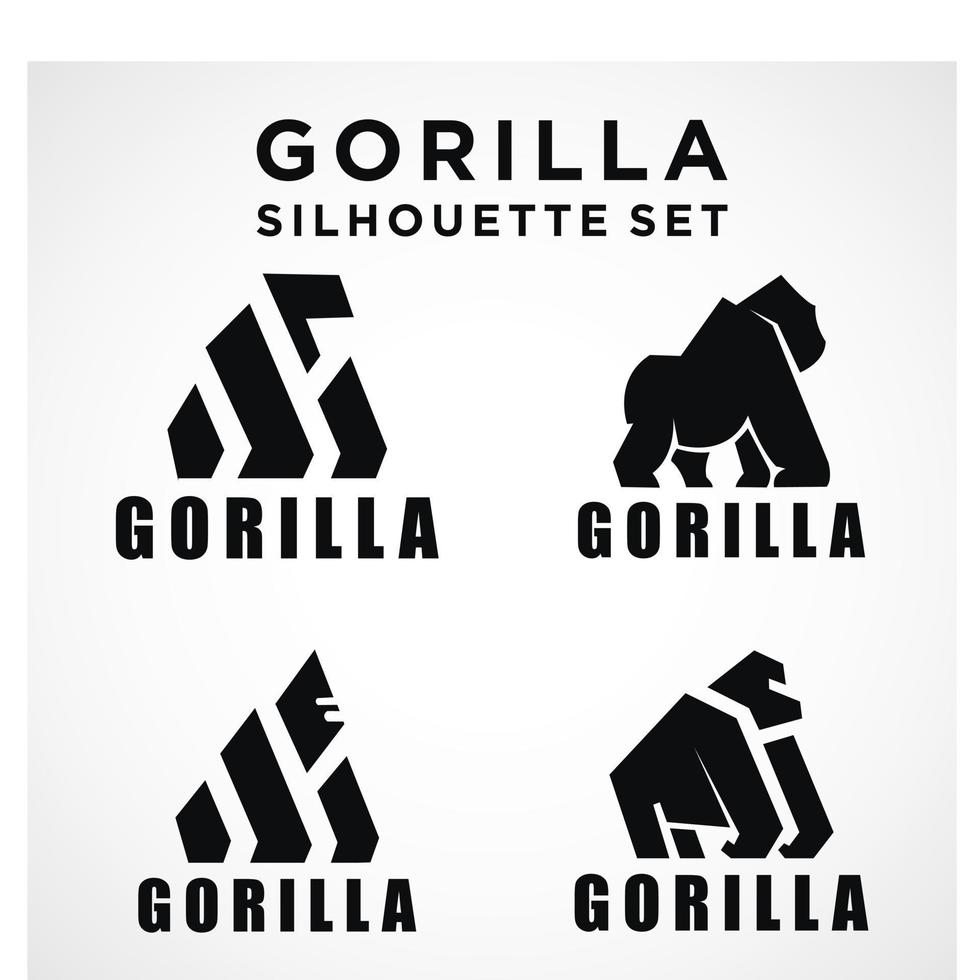 gorilla silhouettes on white background vector