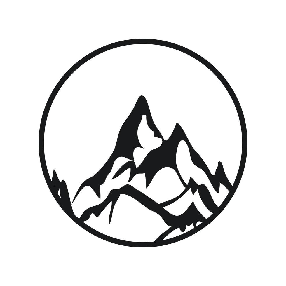 montañas con plantilla de vector de logotipo de río