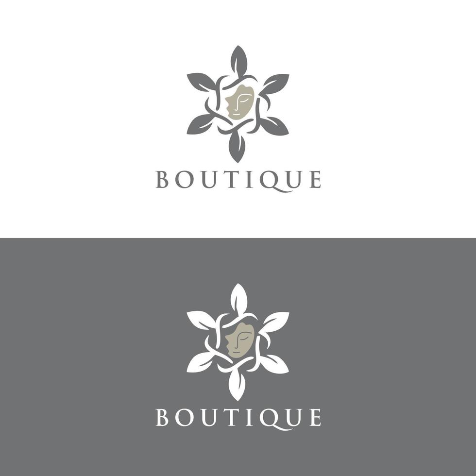 logotipo floral icono de flor con cosméticos faciales spa decoración de salón de belleza logotipo de boutique vector