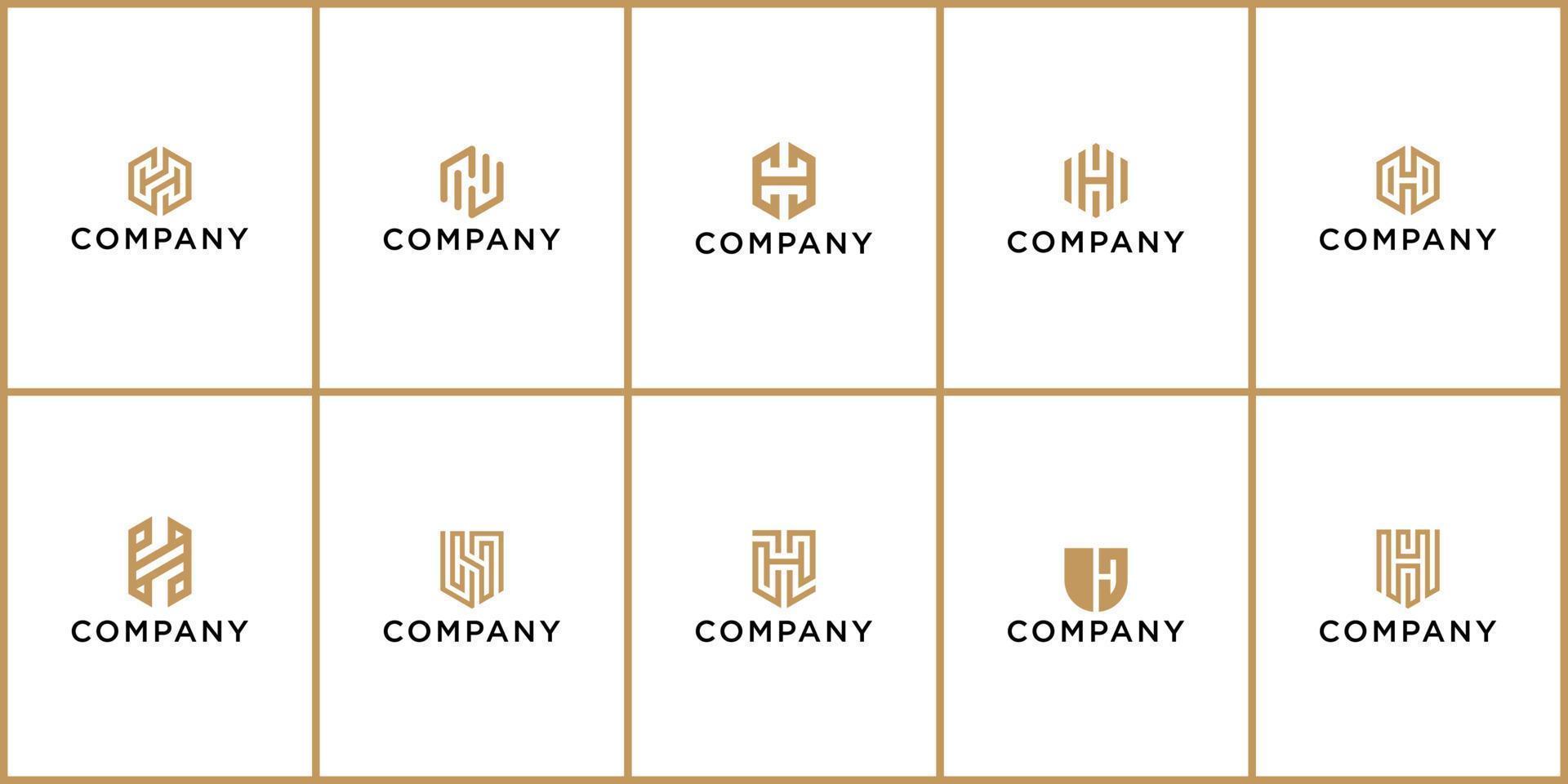 set of Letter H Sheild Logo Design for business or company vector