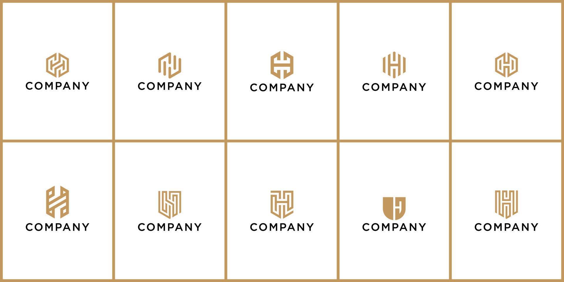 set of Letter H Sheild Logo Design for business or company vector