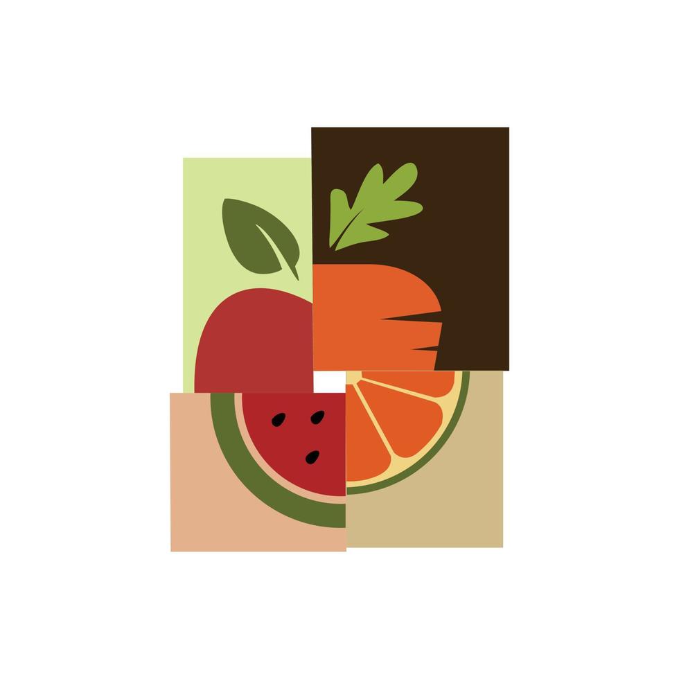 plantilla de logotipo de fruta abstracta diseño de vector plano colorido para tienda orgánica