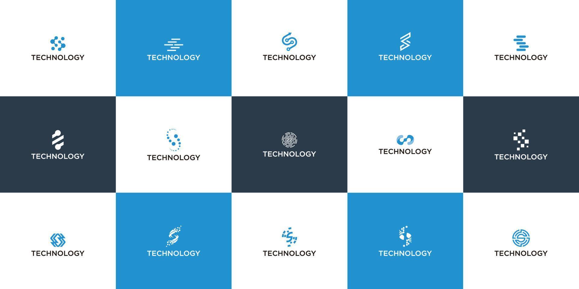 set of infographic elements Letter S Technology logo modern business branding for digital company vector