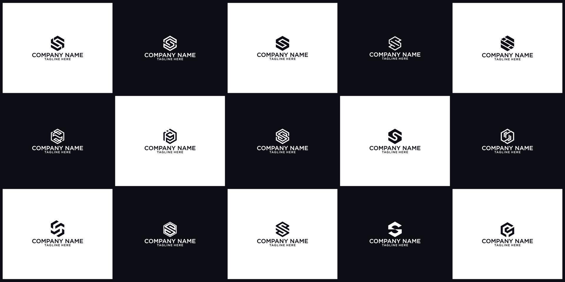 set of Initial letter S hexagon Logo design vector
