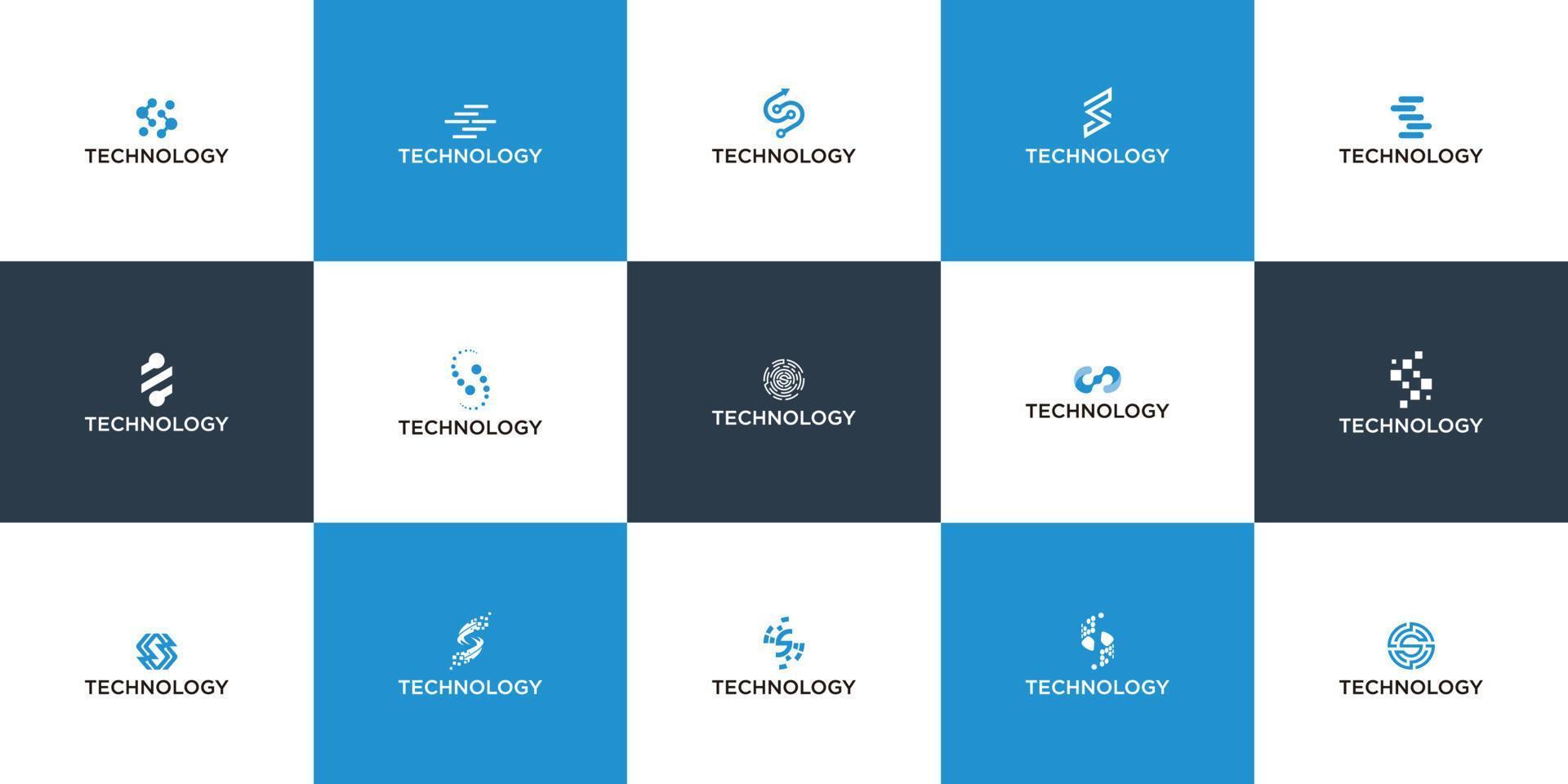 conjunto de elementos infográficos logotipo de tecnología de letra s marca comercial moderna para empresa digital vector