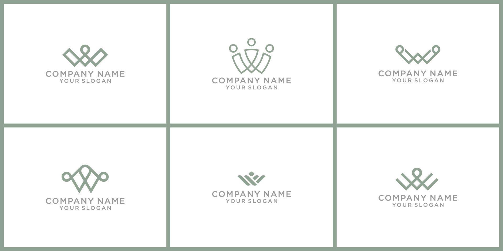 Set of abstract initial letters w monogram logo template, icon for business vector