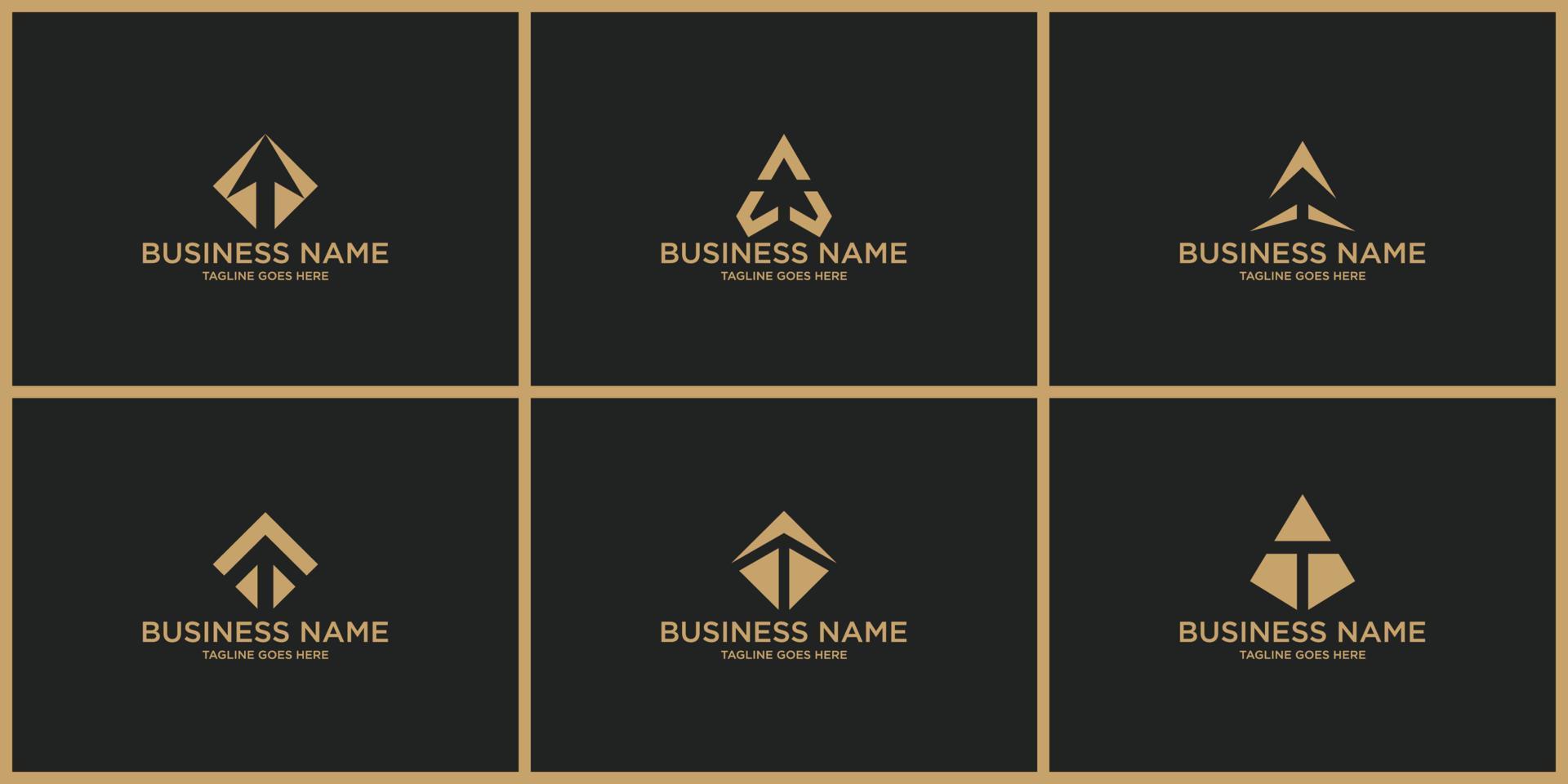 Logo Set with the initials letter A, with hidden arrow symbol. Vector smart marks set of letter A for company that continues to grow
