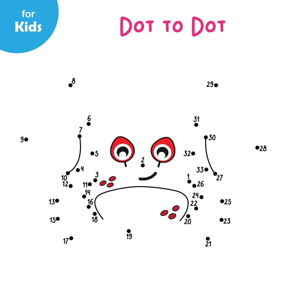 Funny Cartoon Red Crab Coloring Book For Kids. Color By Number, Connect Lines, Dot To Dot. Perfect For Developing Fine Motor Skills And Creativity. Education Of Children. Nautical Series Of Mini-games vector