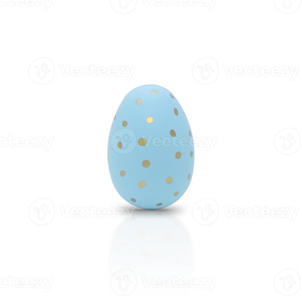 Happy Easter. Beautiful blue egg with different pattern isolated on a white background. photo