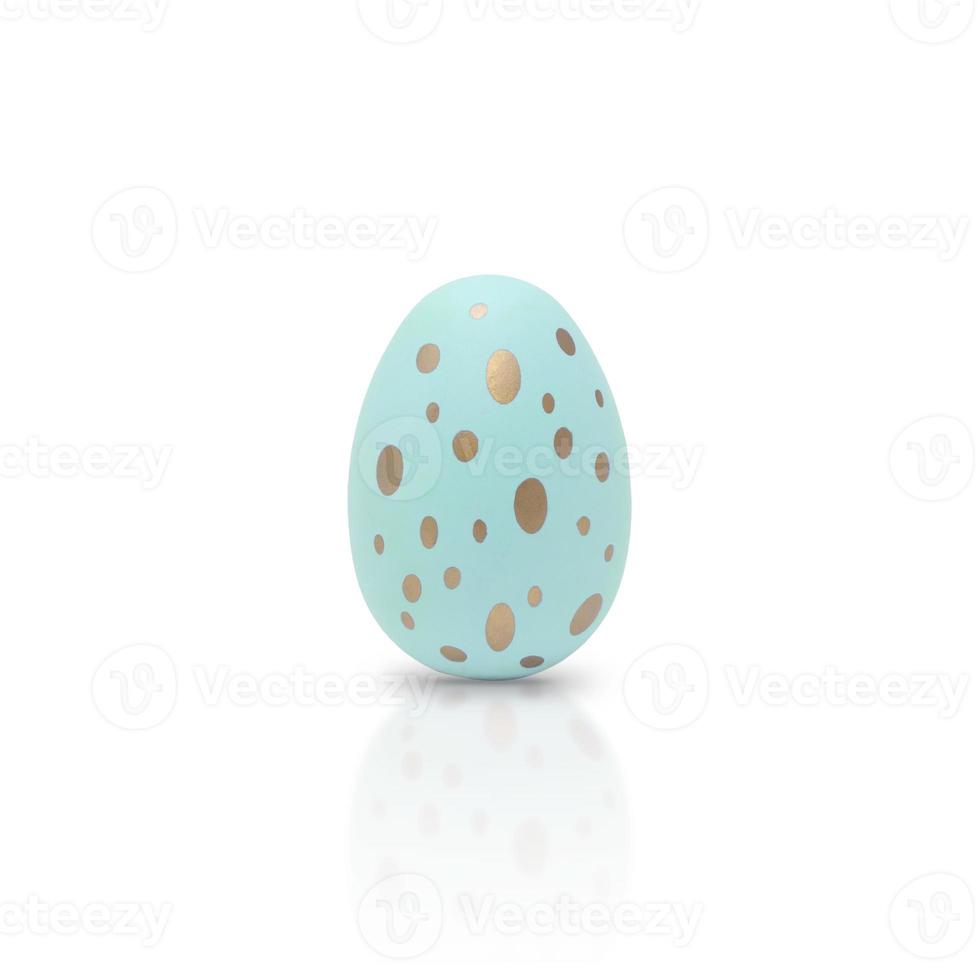 Happy Easter. Beautiful blue egg with different pattern isolated on a white background. photo