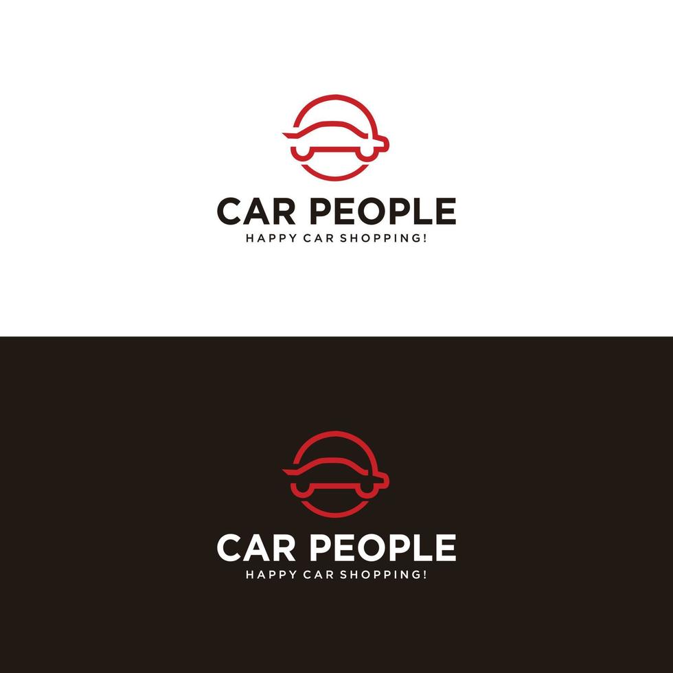 diseño de coche minimalista y elegante en diseño de vector de coche rojo con personas