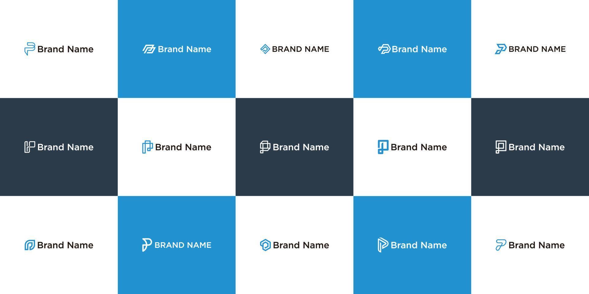 Set of logo letters p design.modern logo set creative monogram inspiration template vector