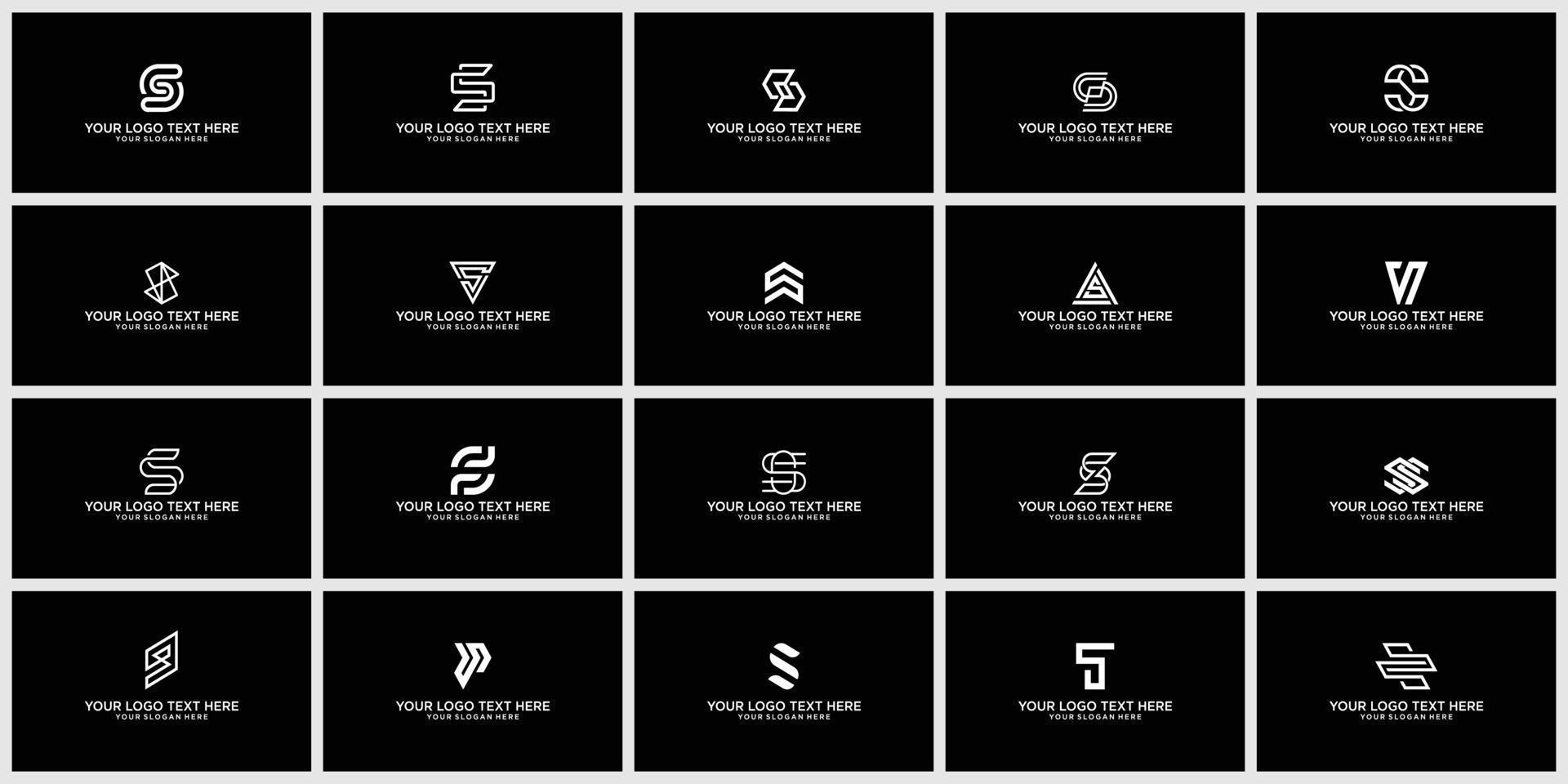 Set of creative color logo icons in the form of letter S. Collection of abstract symbols for logos vector