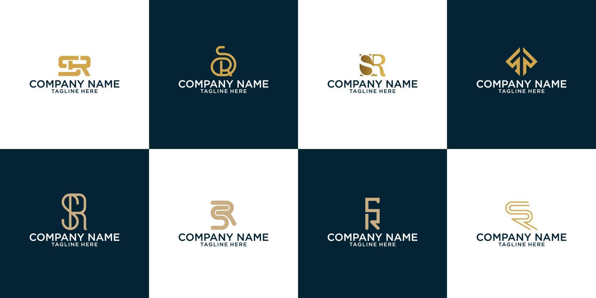 Set of creative monogram letter sr logo template vector