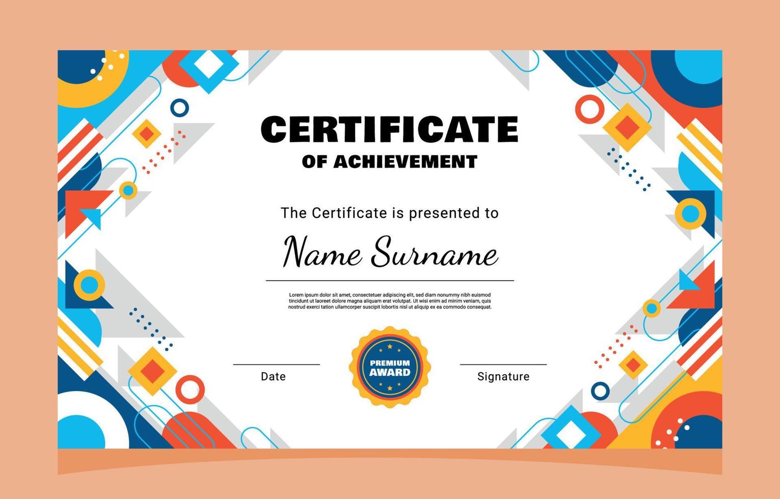 Geometric Flat Certificate of Achievement vector