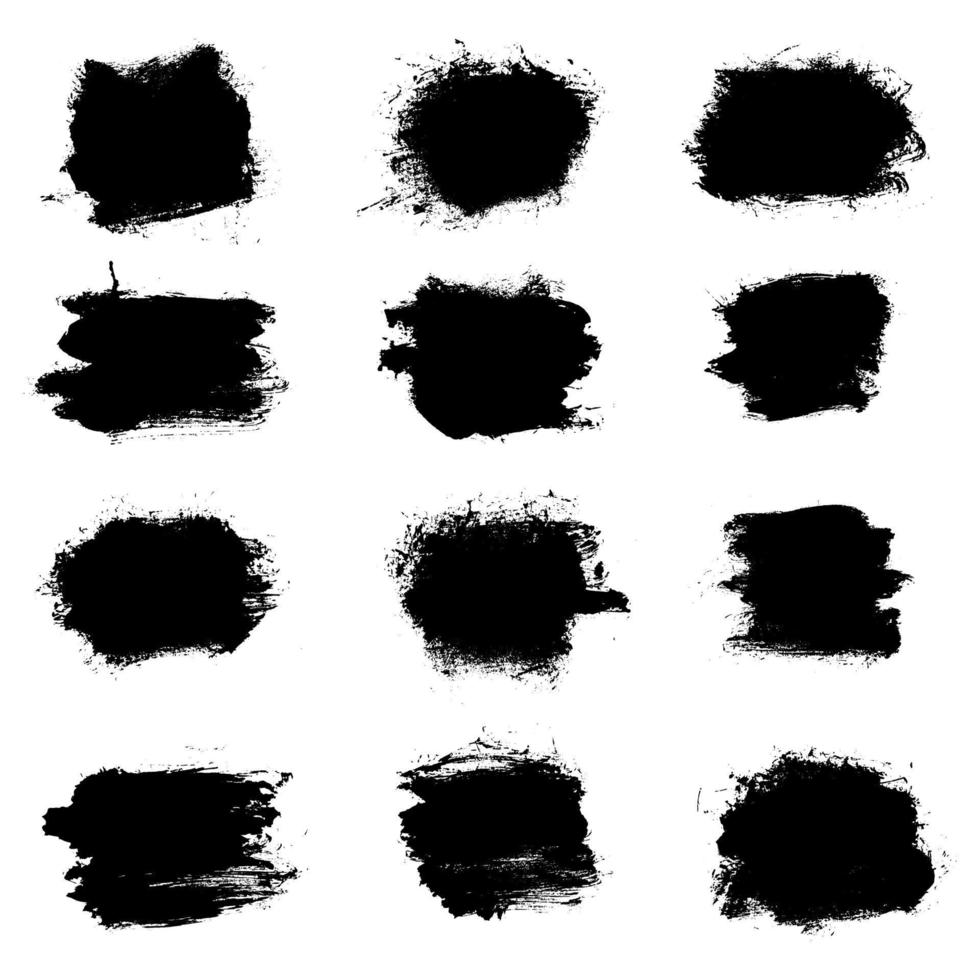 Vector set brush stroke. Black ink, Grunge paint