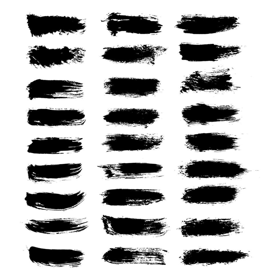 Vector collection of black paint,ink brush strokes.