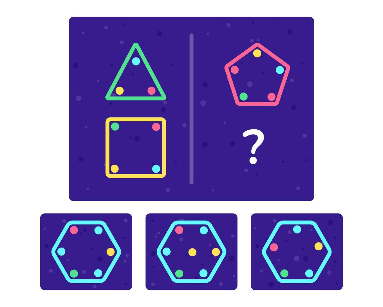 Educational logic game for kids. Development of logic iq. Visual intelligence, mind games. Geometric figure. Vector illustration.