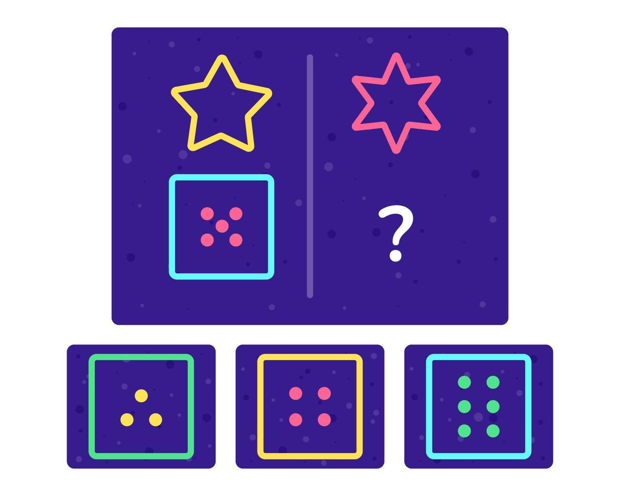 Educational logic game for kids. Development of logic iq. Visual intelligence, mind games. Geometric figure. Vector illustration.
