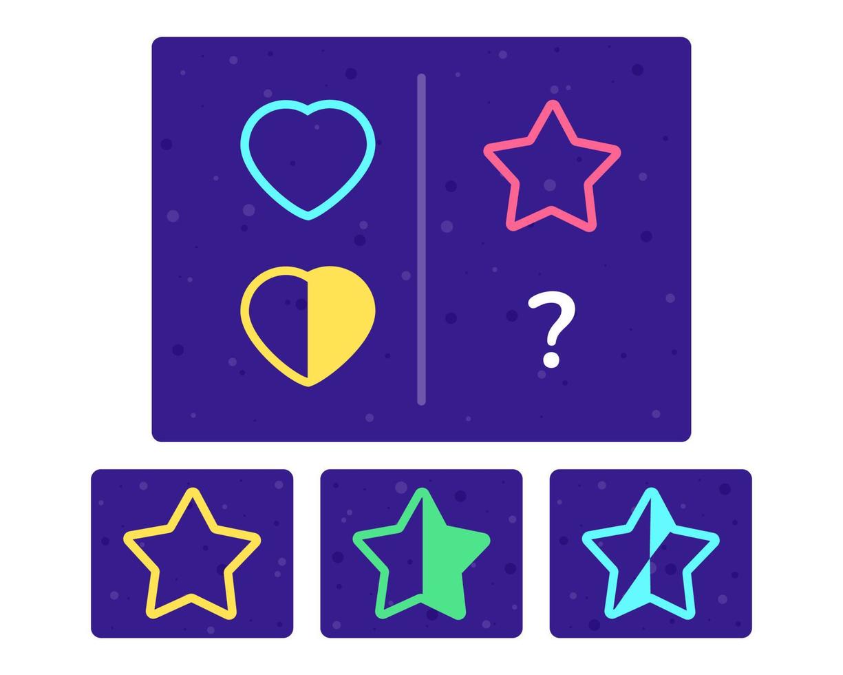 Educational logic game for kids. Development of logic iq. Visual intelligence, mind games. Geometric figure. Vector illustration.