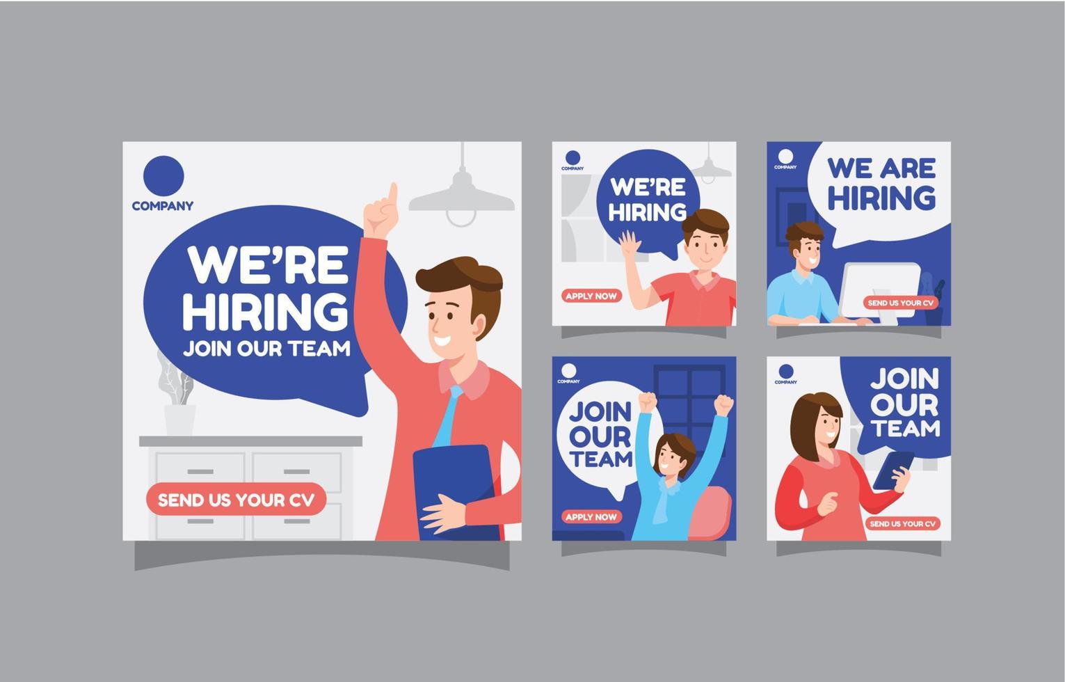 We are Hiring Social Media Post Template vector