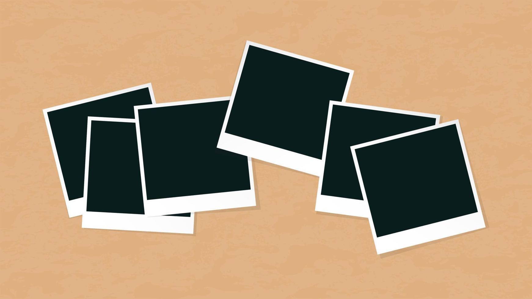 Blank Instant Picture Frames on Wall Template vector