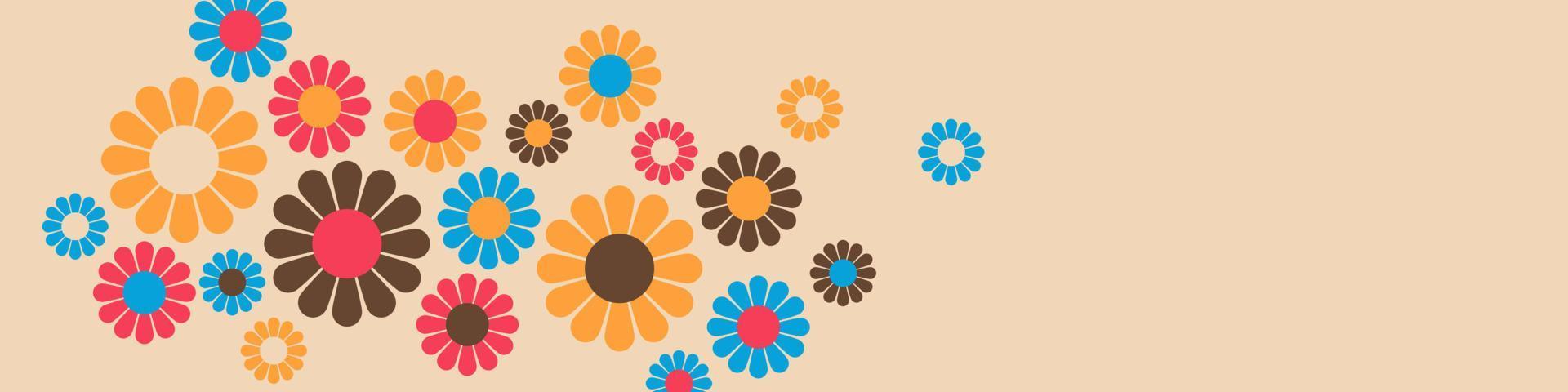 Abstract Vintage Retro Flower Pattern Banner vector