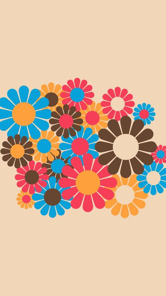 Abstract Vintage Retro Flower Pattern Spring Summer Wallpaper vector