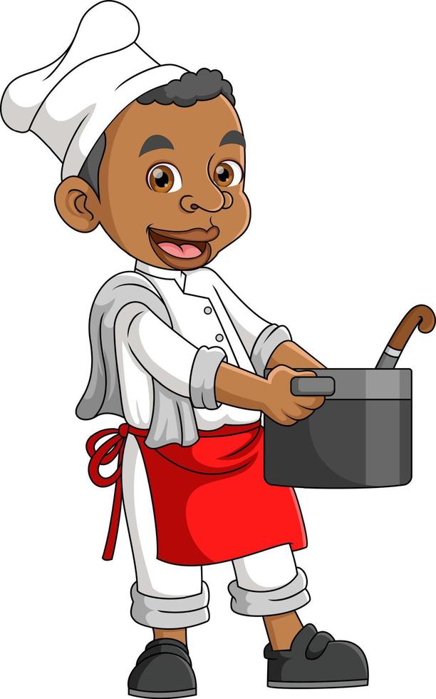 A African man works as a professional chef vector