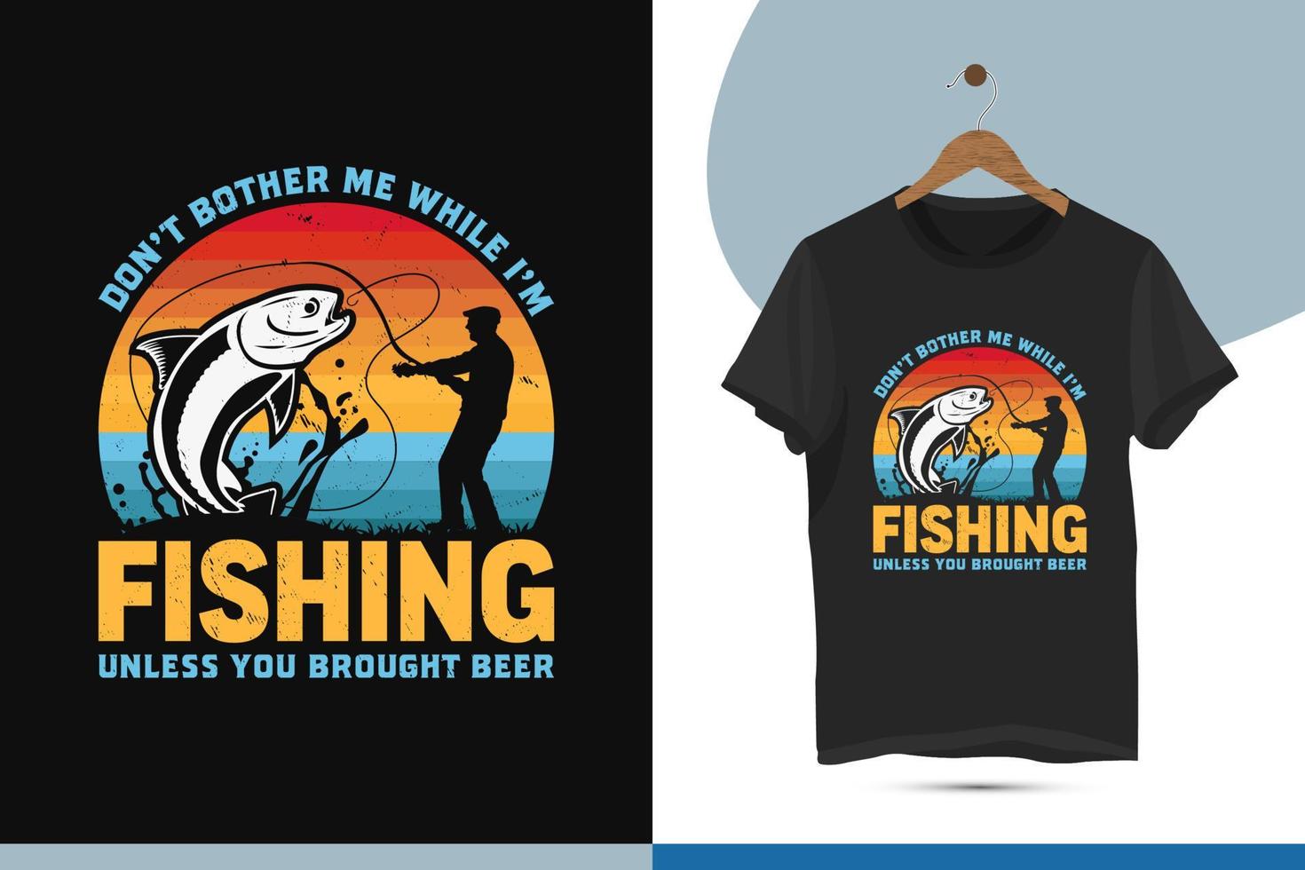 Vintage retro color fishing t-shirt design template. vector