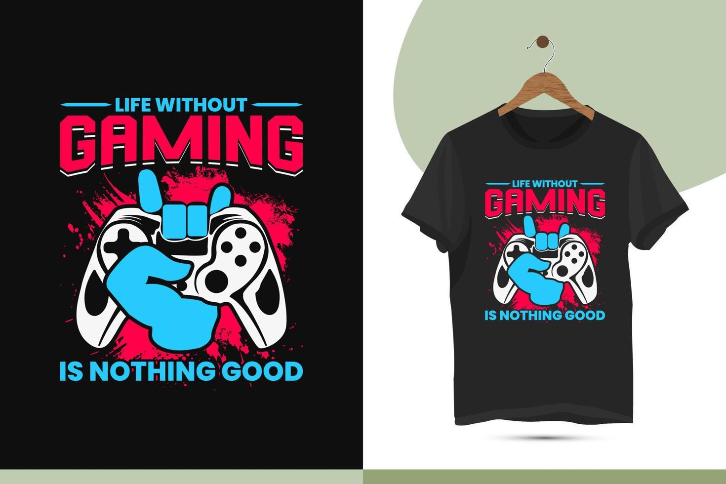 plantilla de diseño de camiseta de vector de juego con un gamepad y controlador. videojuegos, móvil y ordenador. disfrute de un gran tiempo de juego con una camisa de ilustración de textura grunge.