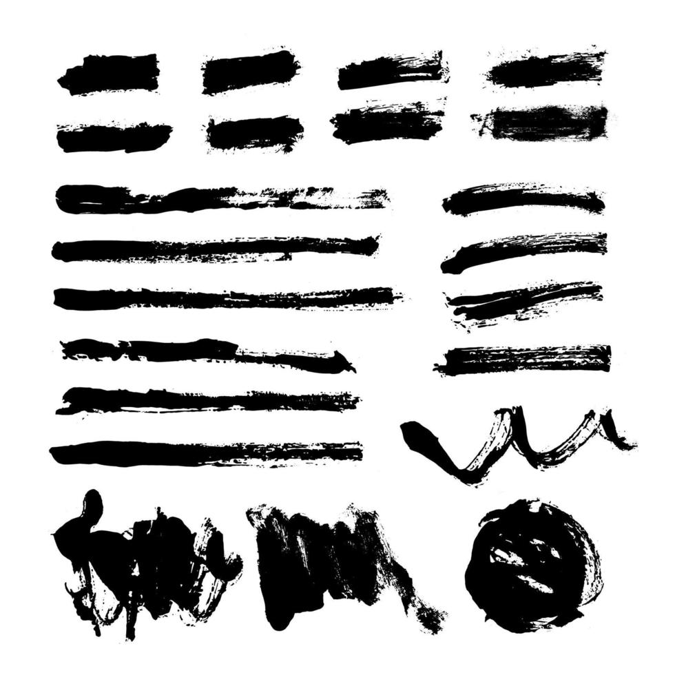 Vector brush strokes text boxes. Paint brush set. Grunge design elements. Black ink brush.