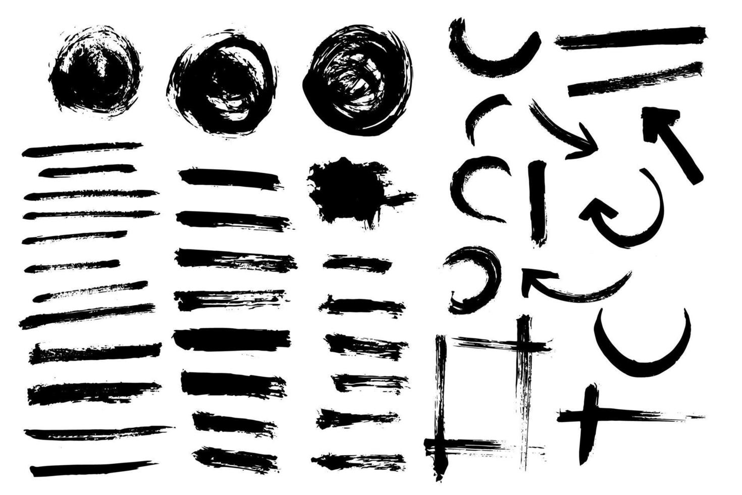 conjunto de vectores trazo de pincel de pintura negra. cepillo de textura grunge negro.