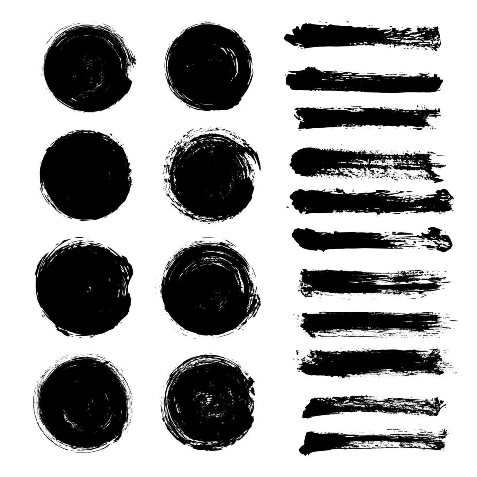 Vector round brush. Black paint brush stroke texture.