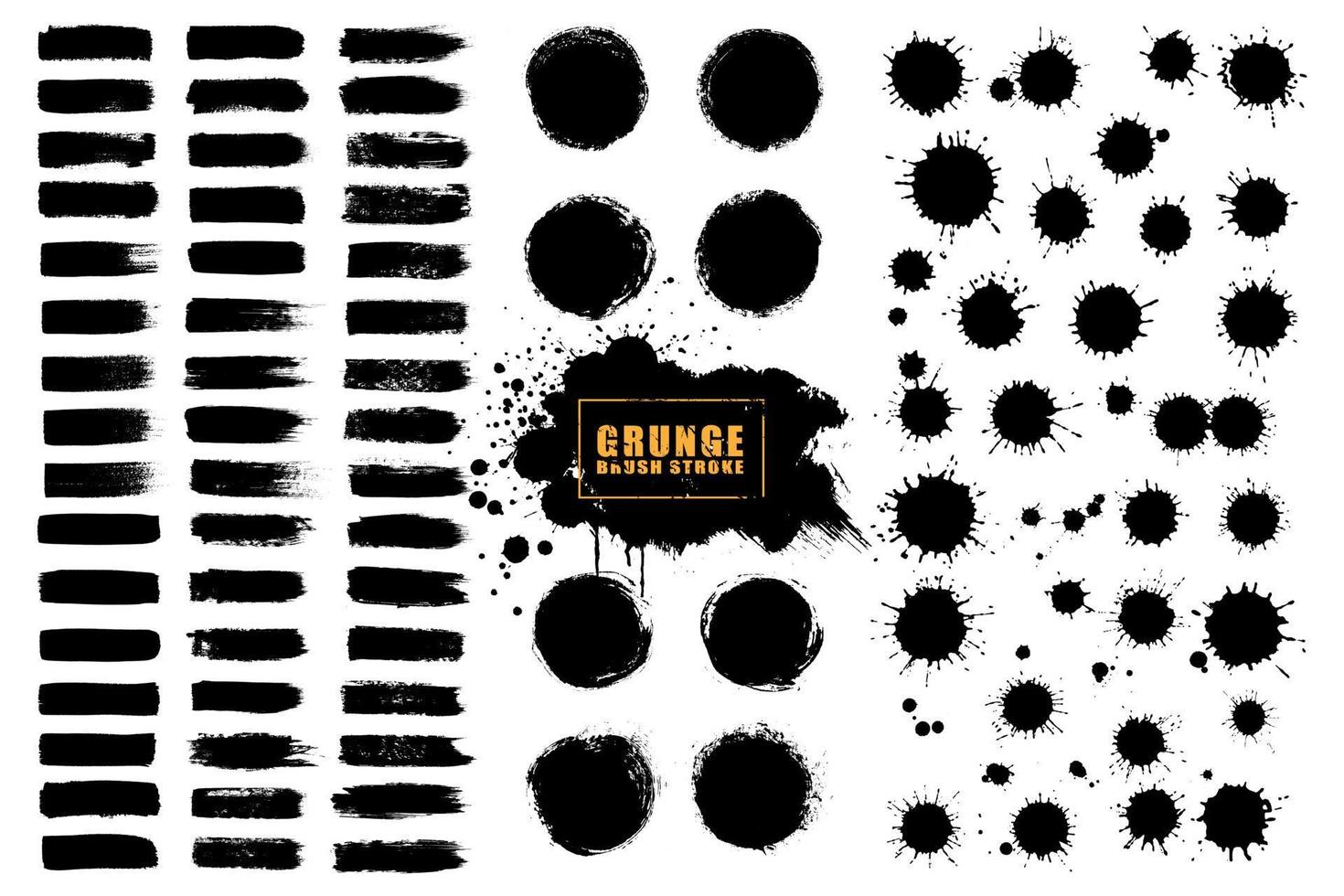 Vector big set grunge brush stroke, circle brush and splatter.