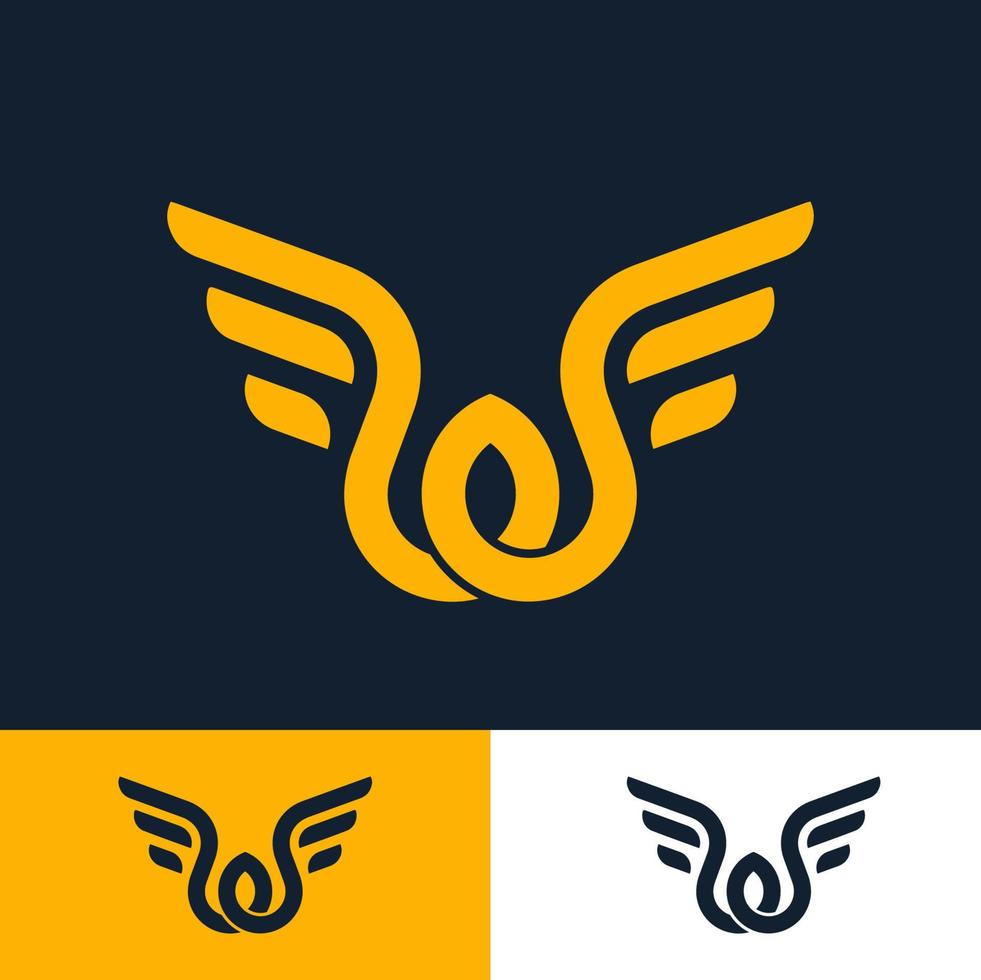 letter W shape logo template with abstract wings, logo with modern and futuristic style vector eps format