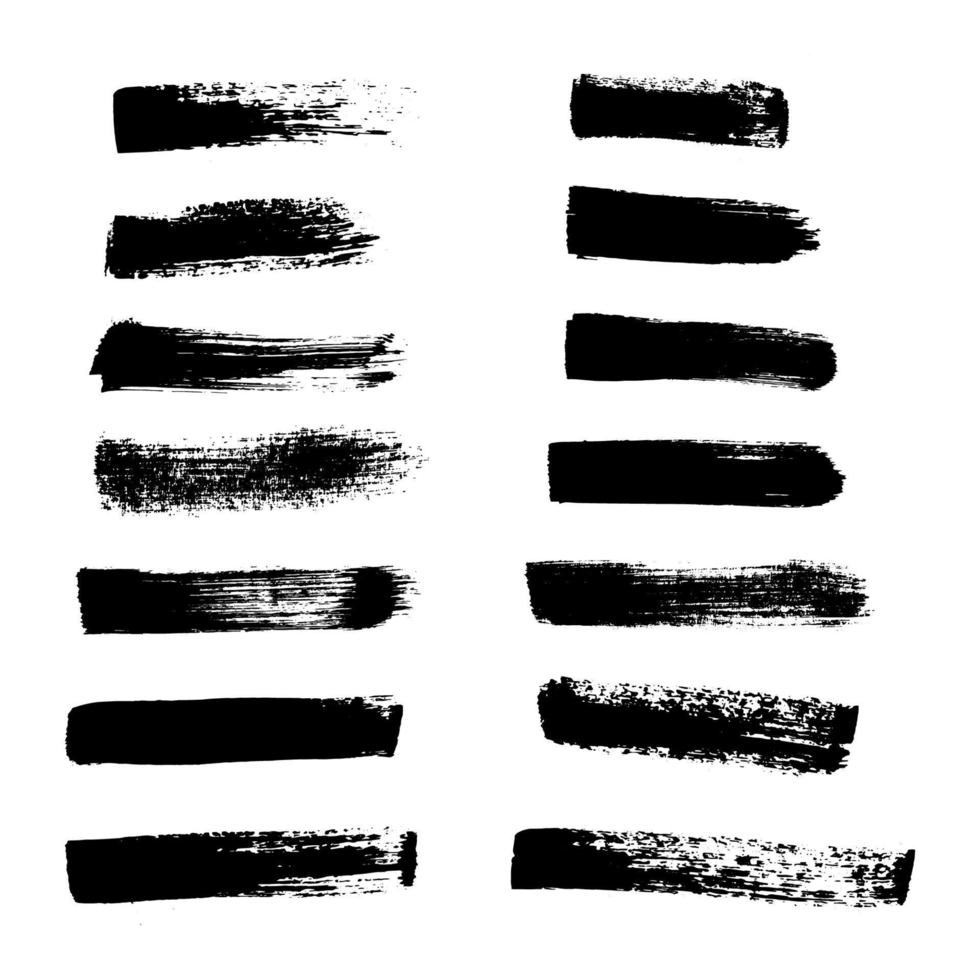 Vector set black ink brush stroke.