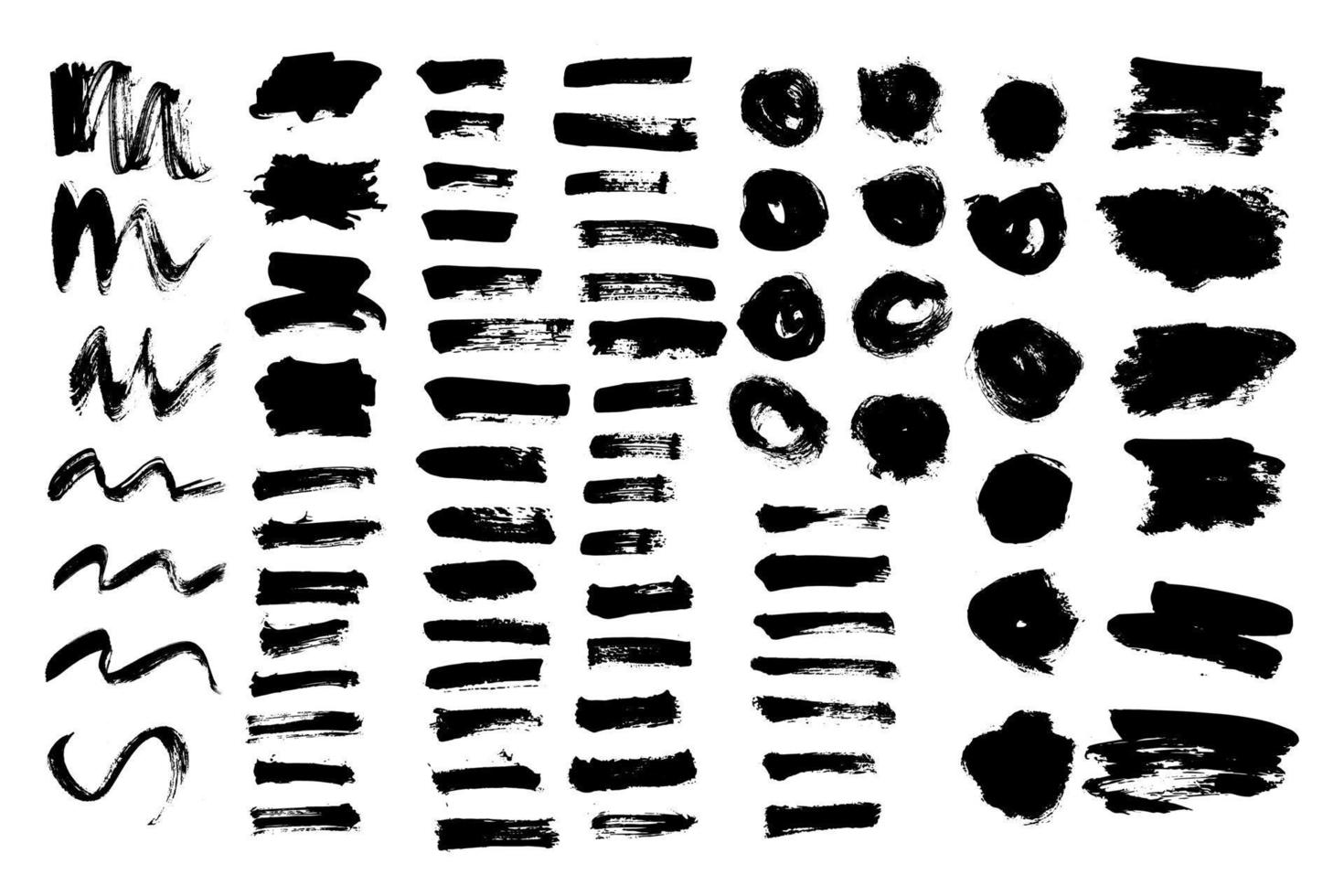 conjunto de vectores trazo de pincel de pintura negra.